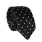 Black White Polka Dots Silk Adjustable Men Necktie Tie