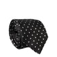 Black White Polka Dots Silk Adjustable Men Necktie Tie