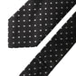 Black White Polka Dots Silk Adjustable Men Necktie Tie