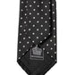 Black White Polka Dots Silk Adjustable Men Necktie Tie