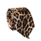 Brown Leopard Print Silk Adjustable Men Necktie Tie