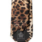 Brown Leopard Print Silk Adjustable Men Necktie Tie