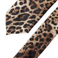 Brown Leopard Print Silk Adjustable Men Necktie Tie