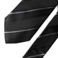 Black White Stripes 100% Silk Adjustable Men Necktie Tie