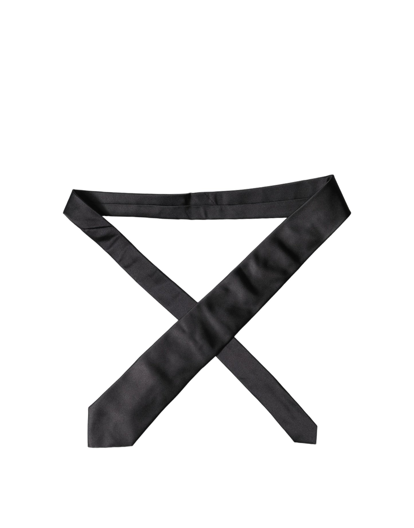 Black Satin 100% Silk Adjustable Men Tied Necktie Tie