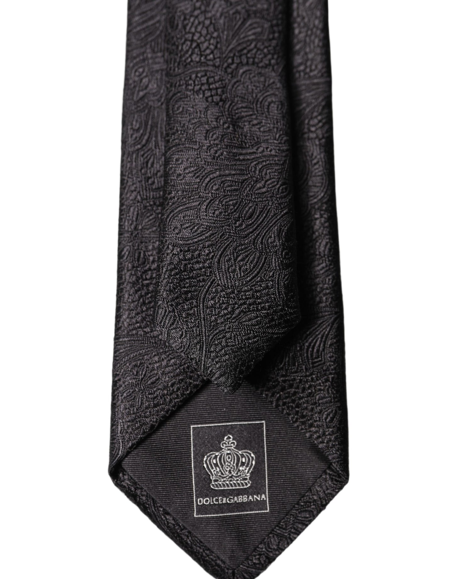 Black Floral Brocade Silk Adjustable Men Tied Necktie Tie