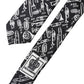 Black Trumpet Print Silk Adjustable Men Tied Necktie Tie