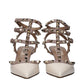 Beige Leather High Heel Pumps