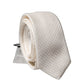 White Solid Textured Silk Adjustable Men Tied Necktie Tie