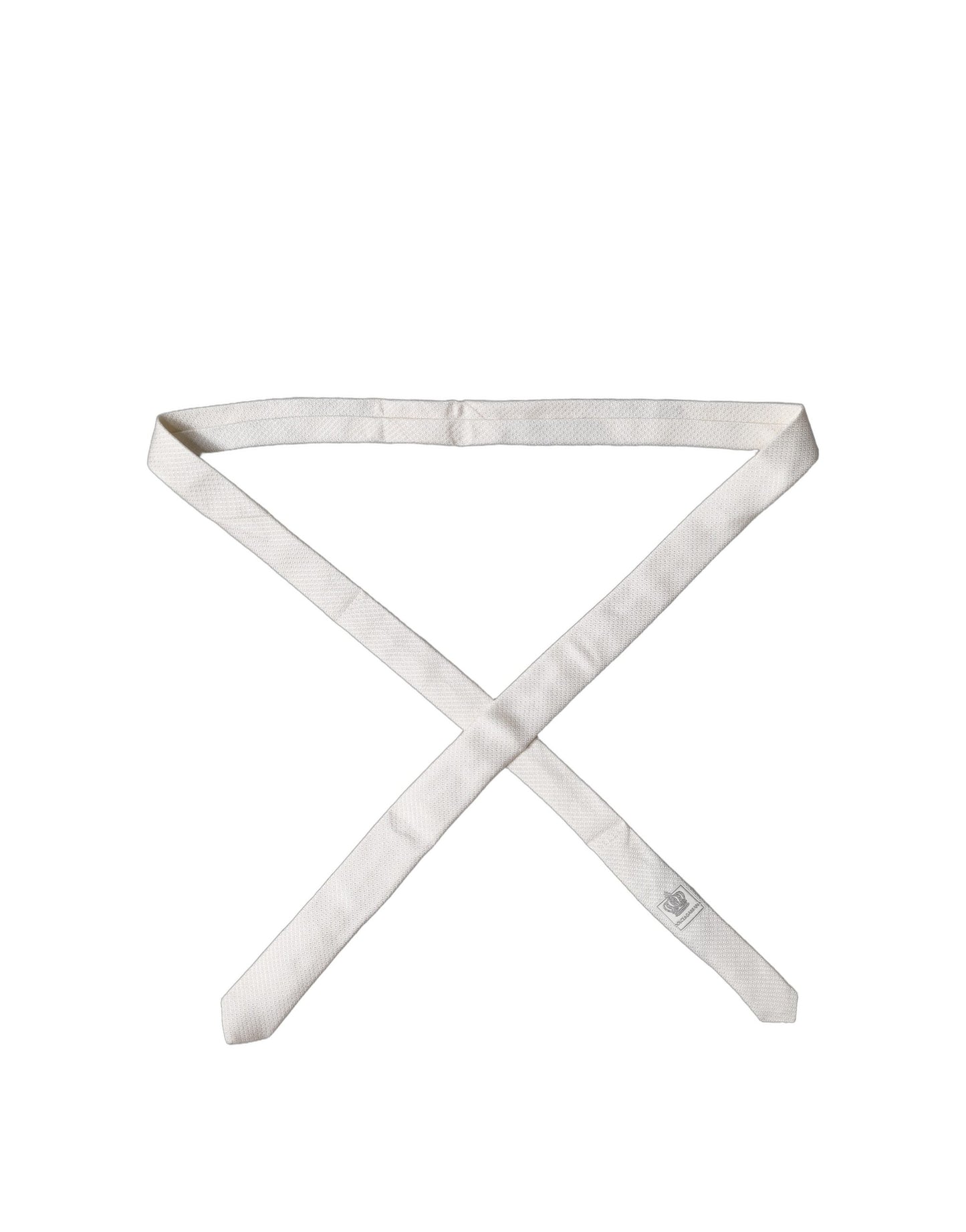 White Solid Textured Silk Adjustable Men Tied Necktie Tie