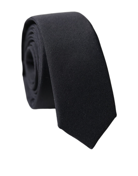 Black Solid Lamb Leather Adjustable Men Tied Necktie Tie
