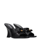 Black Leather Wedge Sandals