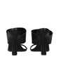 Black Leather Stiletto Heel Sandals