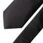 Black Solid Silk Satin Wide Adjustable Men Necktie Tie