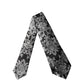 Black Silver Floral Silk Adjustable Women Necktie Tie