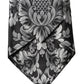 Black Silver Floral Silk Adjustable Women Necktie Tie