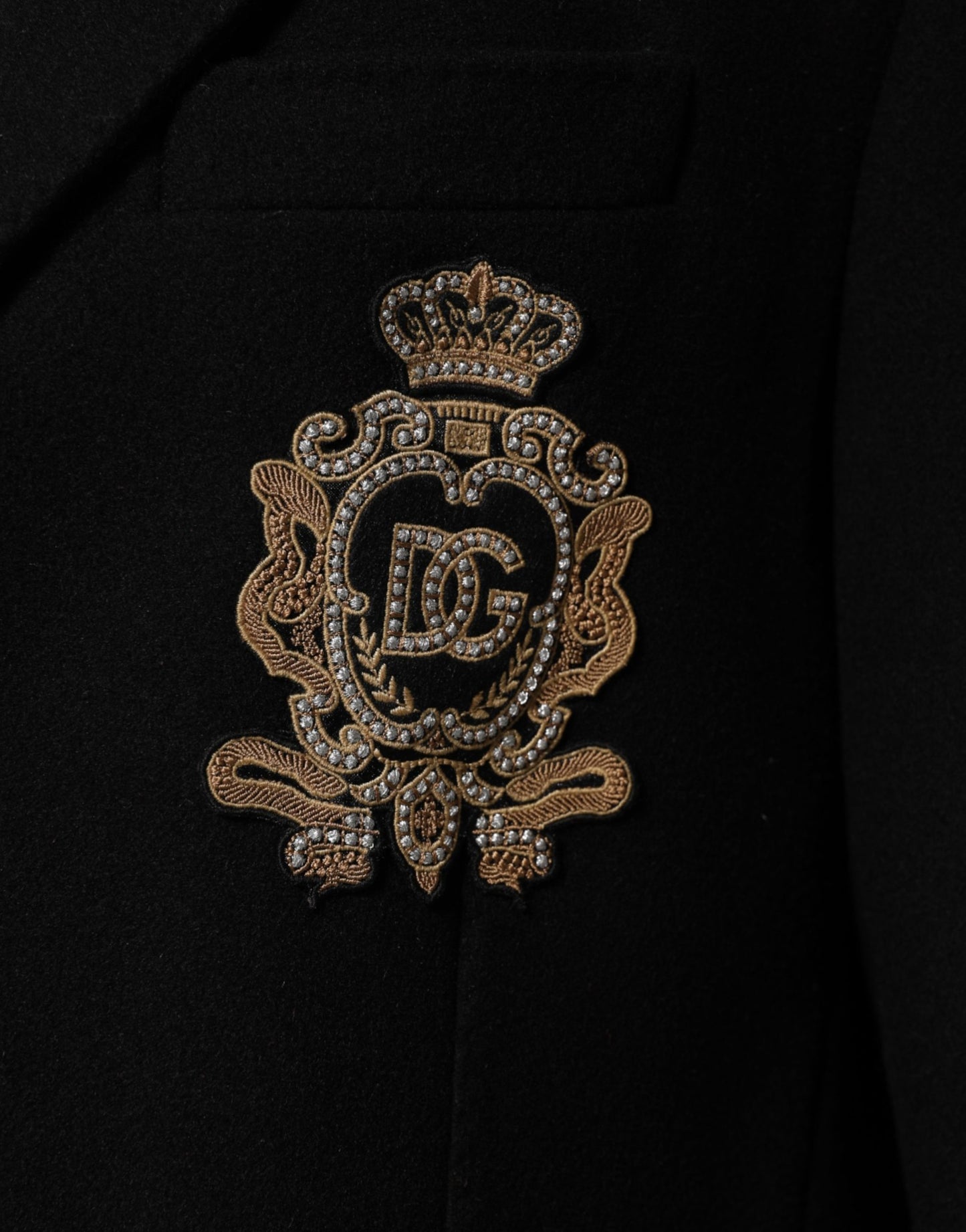 Black Heraldic Patch Single Breasted Jacket