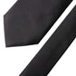 Black Satin 100% Silk Adjustable Women Tied Necktie Tie