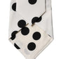 White Black Polka Dot Silk Adjustable Women Necktie Tie