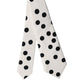 White Black Polka Dot Silk Adjustable Women Necktie Tie