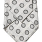 White Gray Polka Dot Silk Adjustable Women Necktie Tie