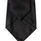Black Satin Silk Blend Adjustable Women Tied Necktie Tie
