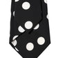 Black White Polka Dot Silk Adjustable Women Necktie Tie