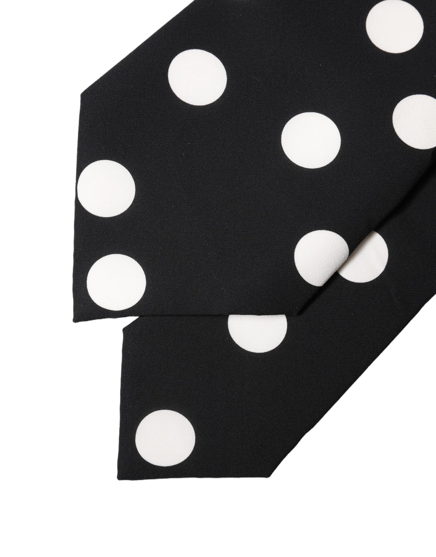 Black White Polka Dot Silk Adjustable Women Necktie Tie