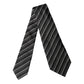Black White Stripes Silk Adjustable Women Necktie Tie