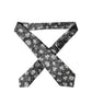 Black White Floral Silk Adjustable Women Necktie Tie