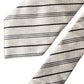 White Black Stripes Silk Adjustable Women Necktie Tie