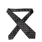 Black White Geometric Silk Adjustable Women Necktie Tie