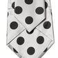 White Black Polka Dot Silk Adjustable Women Necktie Tie