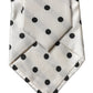 White Black Polka Dot Silk Adjustable Women Necktie Tie