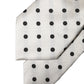 White Black Polka Dot Silk Adjustable Women Necktie Tie