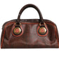 Pattern red, brown, gold canvas duffel bag