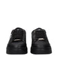 Black Leather Low Top Sneakers