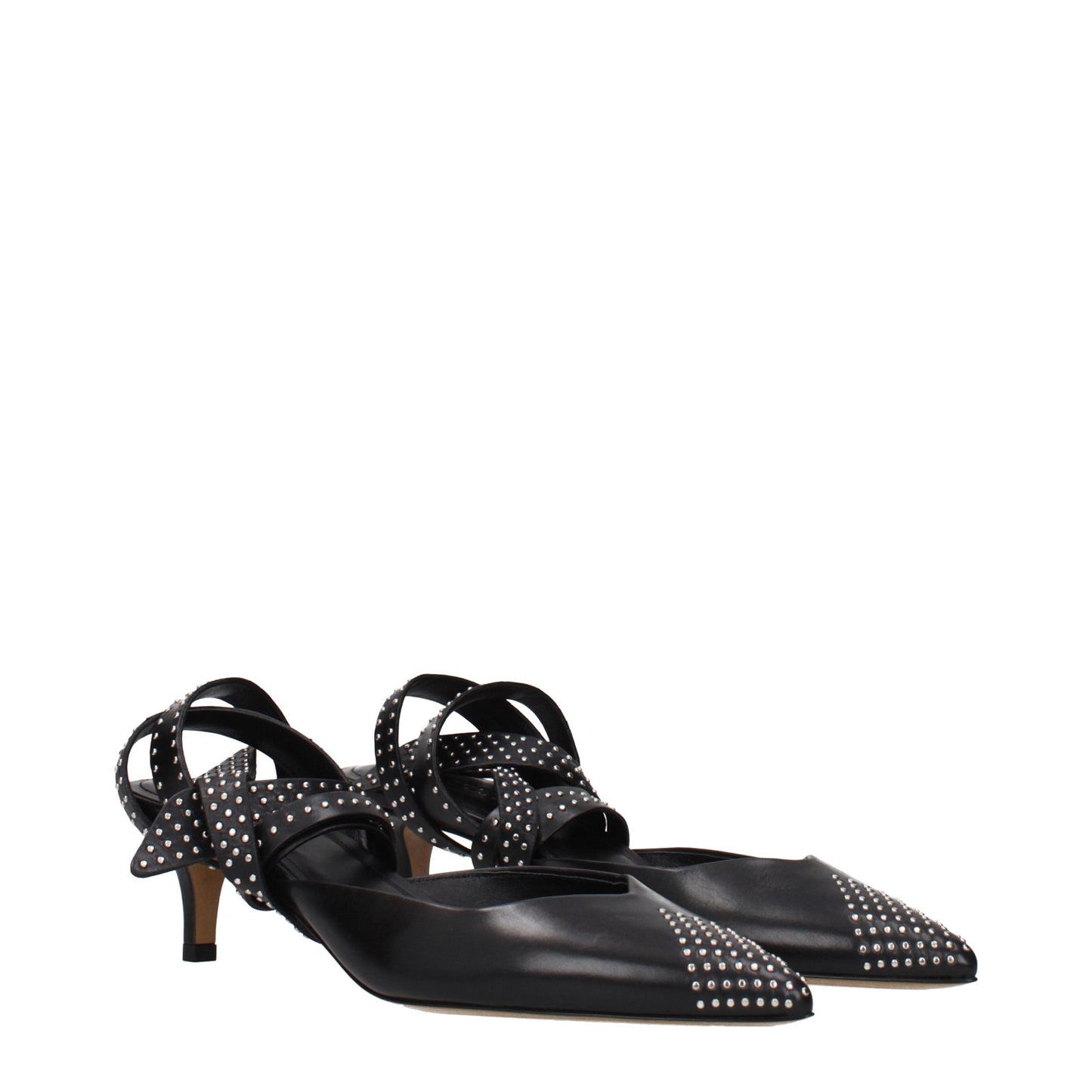 Black Leather High Heel Pumps