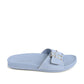 Blue Leather Flat Sandals