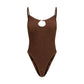 Brown Polyamide One-Piece Swimsuit