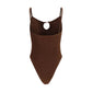Brown Polyamide One-Piece Swimsuit