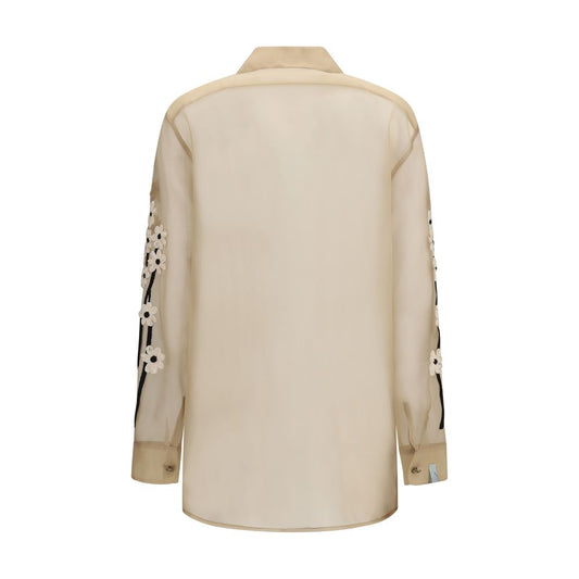 Beige Silk Pattern Shirt