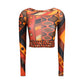 Orange Polyamide Pattern Shirt