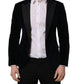 Black Cotton Single Breasted Jacket Blazer