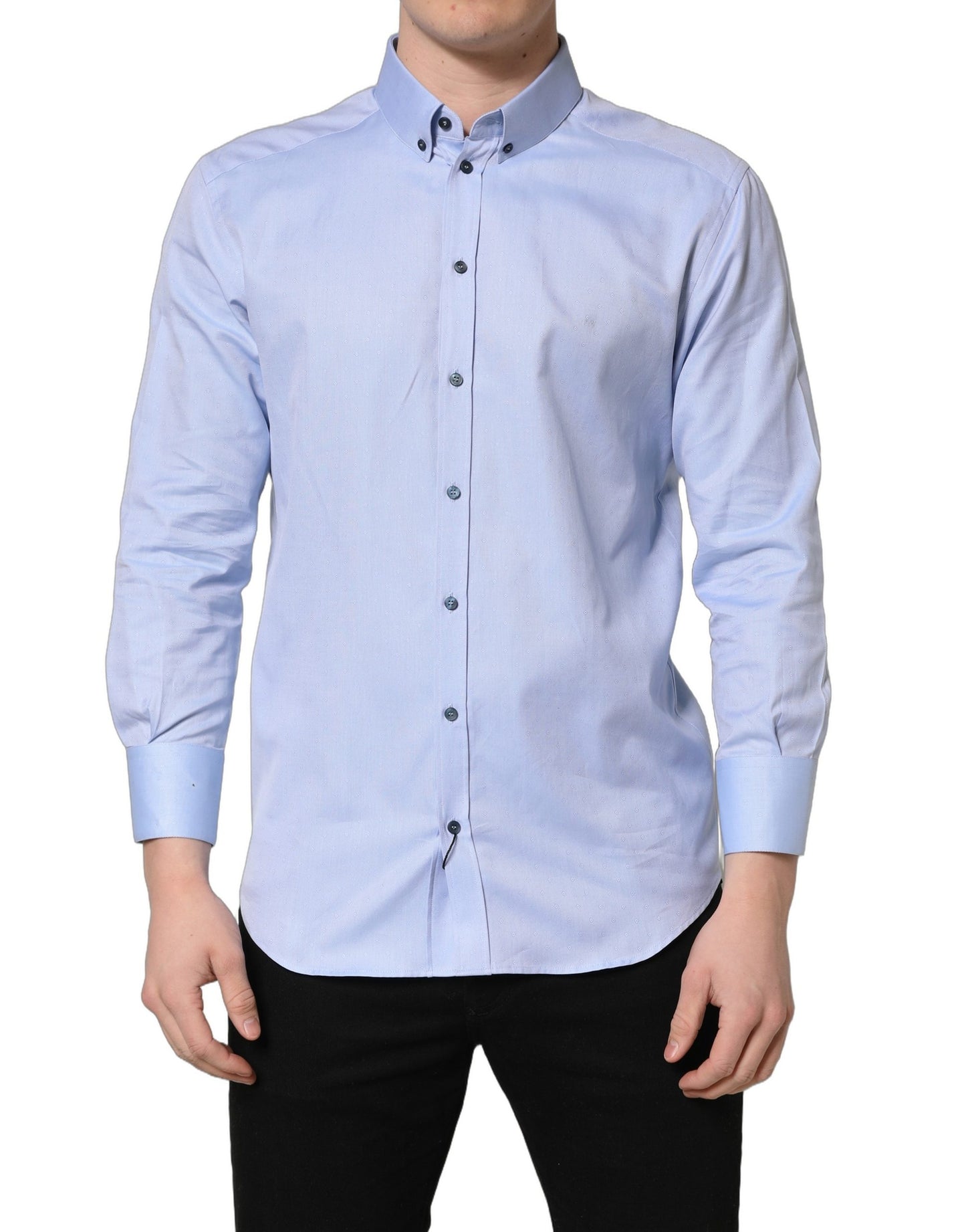 Light Blue Cotton Dress Formal Men Shirt