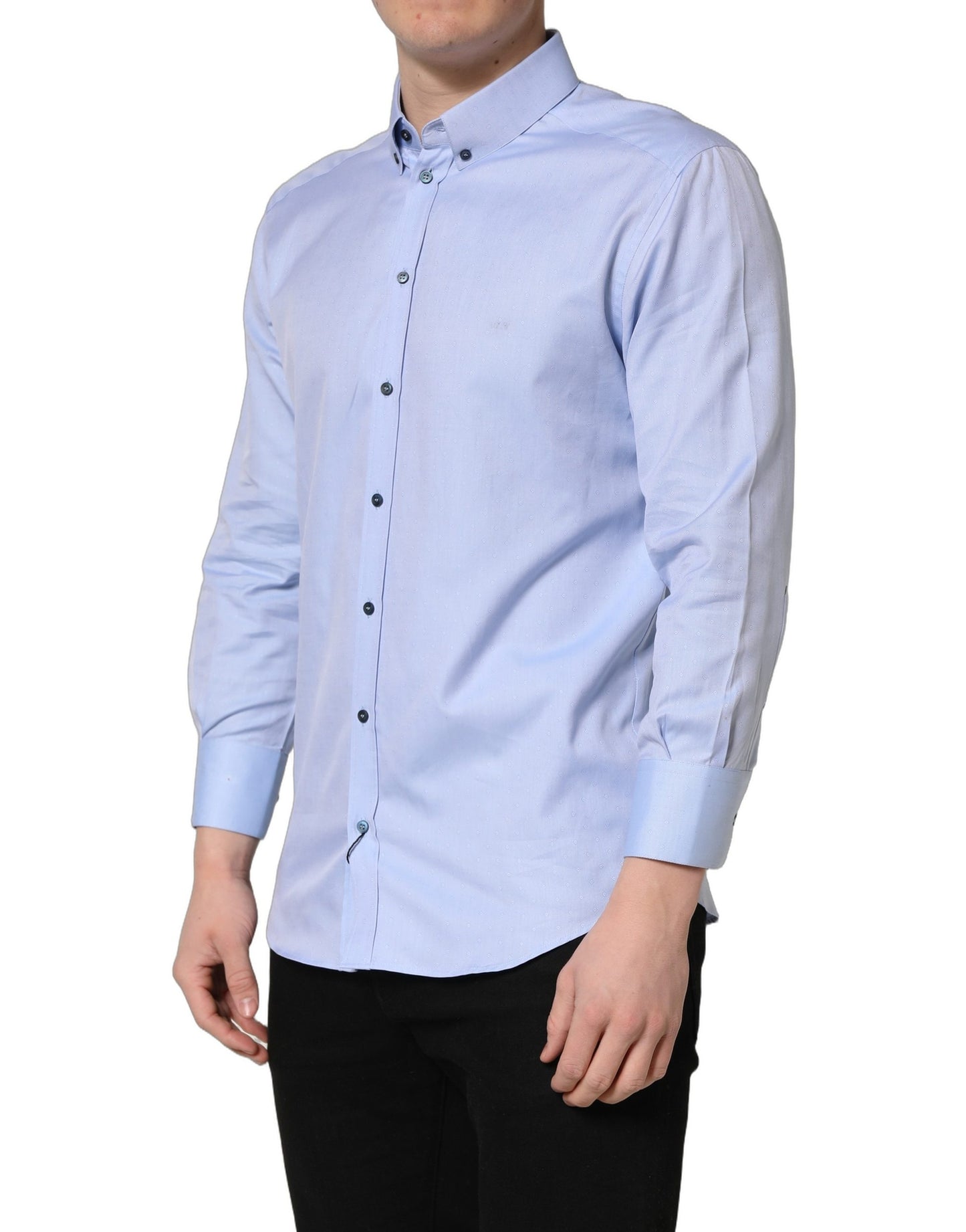 Light Blue Cotton Dress Formal Men Shirt