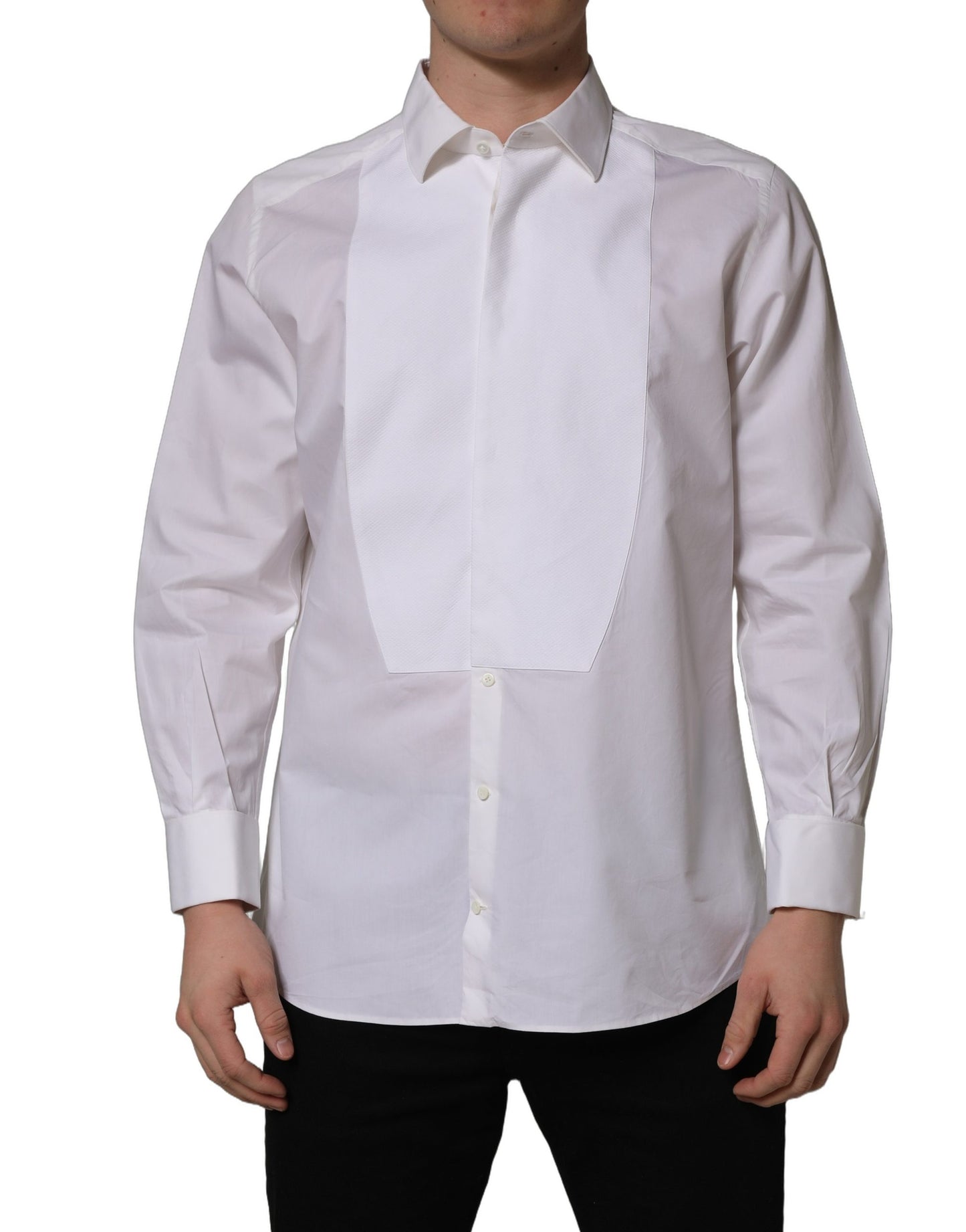 White Bib Cotton Poplin Dress Formal Shirt