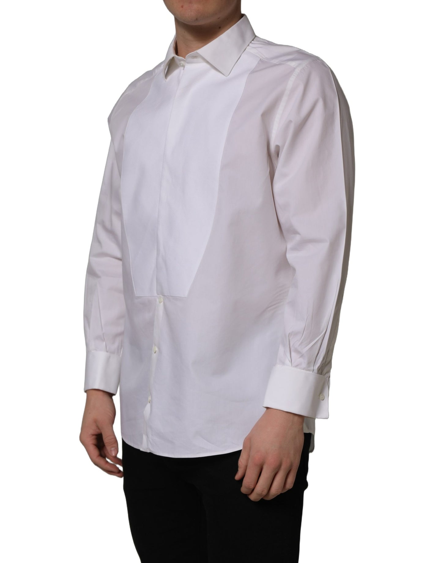 White Bib Cotton Poplin Dress Formal Shirt