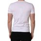 White Logo Heart Cotton Men Crew Neck T-shirt