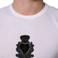 White Logo Heart Cotton Men Crew Neck T-shirt